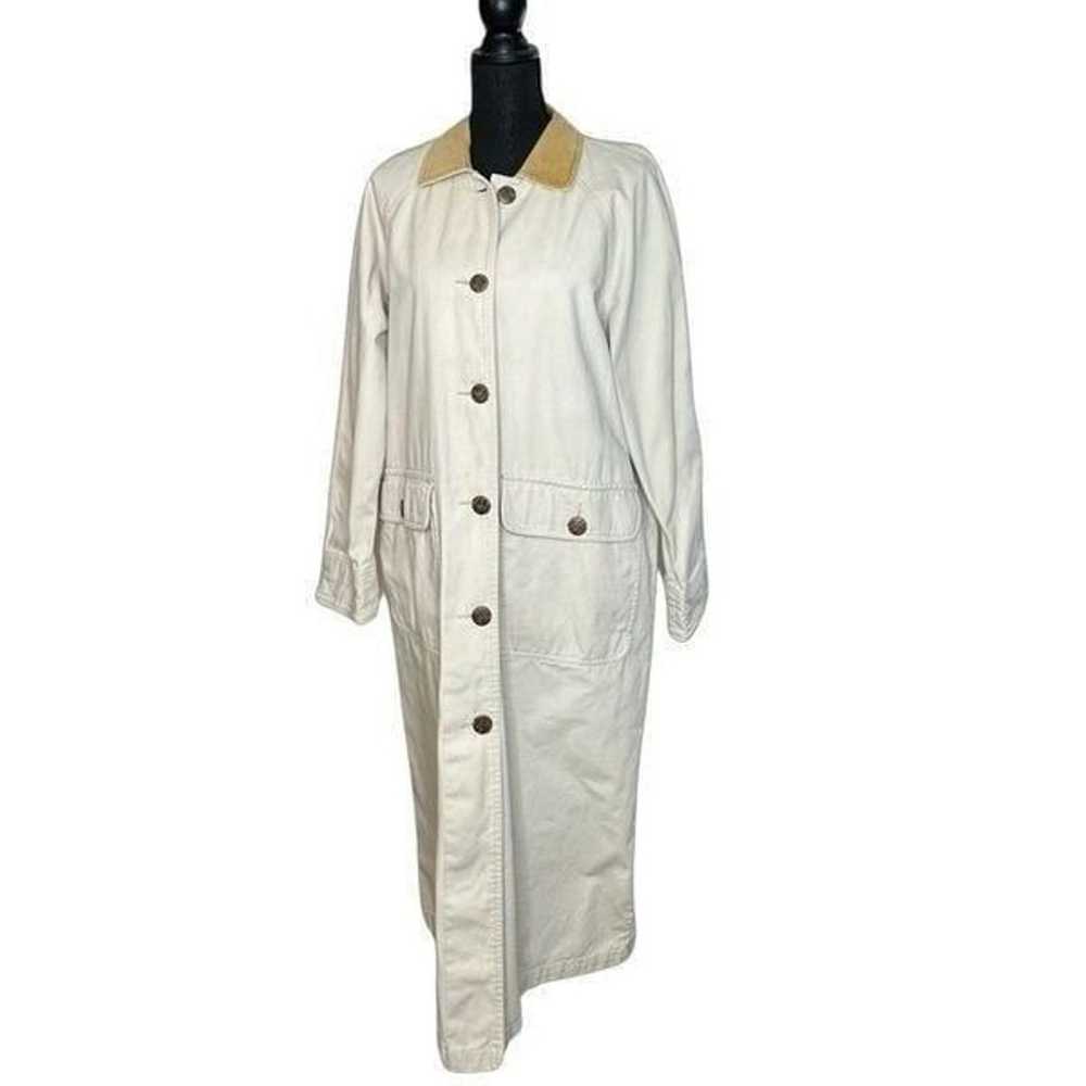 EDDIE BAUER Khaki Off Cream Cotton Trench Coat Vi… - image 5