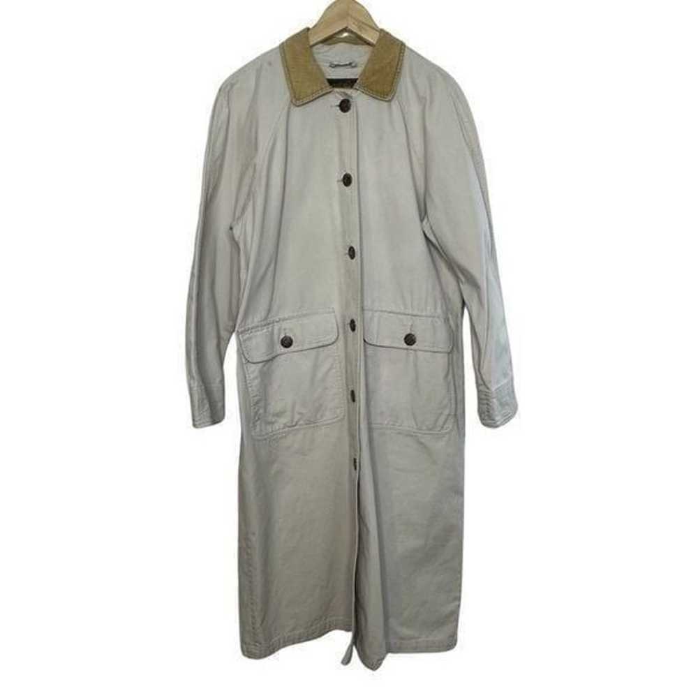 EDDIE BAUER Khaki Off Cream Cotton Trench Coat Vi… - image 8