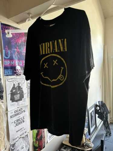 NIRVANA スマイリー プリント Tシャツ size L 1992 Original Nirvana Band Smiley T-Shirt - Grey Small Authentic