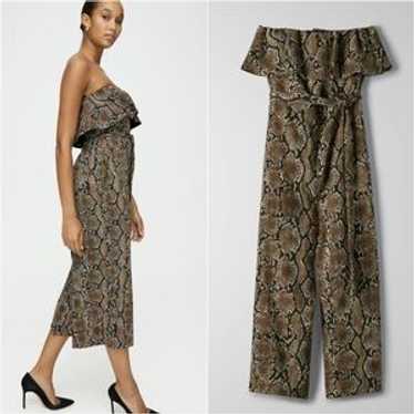 Babaton Python Snake Print Ruffle Flutter Jumpsuit - image 1