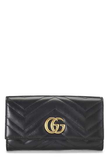 Black Leather GG Marmont Continental Wallet