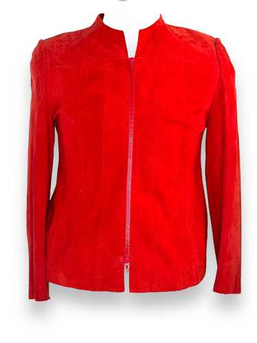 Y2K “Akris” Red Suede Zip Jacket