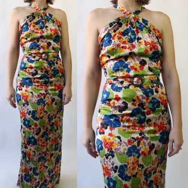 30s Floral Silk Gown - image 1