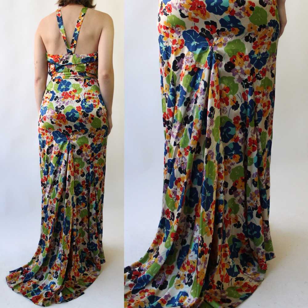 30s Floral Silk Gown - image 2