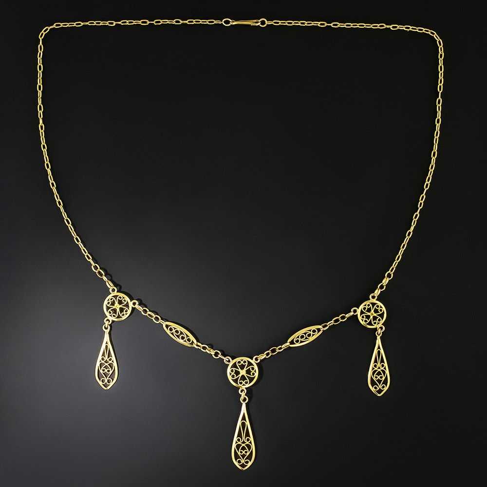 Filigree Gold Fringe Necklace - image 2