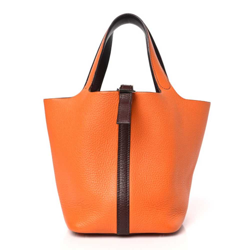 HERMES Taurillon Clemence Picotin 18 PM Orange H … - image 1