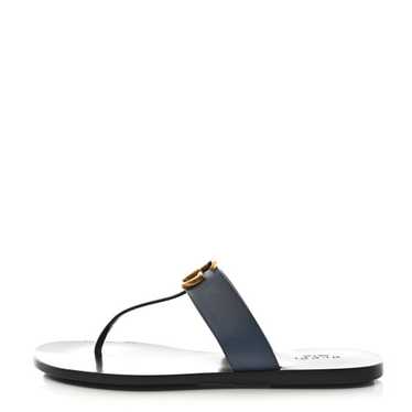 GUCCI Calfskin GG Marmont Thong Sandals 37 Blue A… - image 1