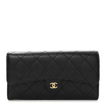 CHANEL Caviar Quilted Large Gusset Flap Wallet Bl… - image 1