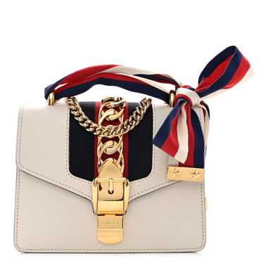 GUCCI Calfskin Mini Sylvie Chain Shoulder Bag Whit