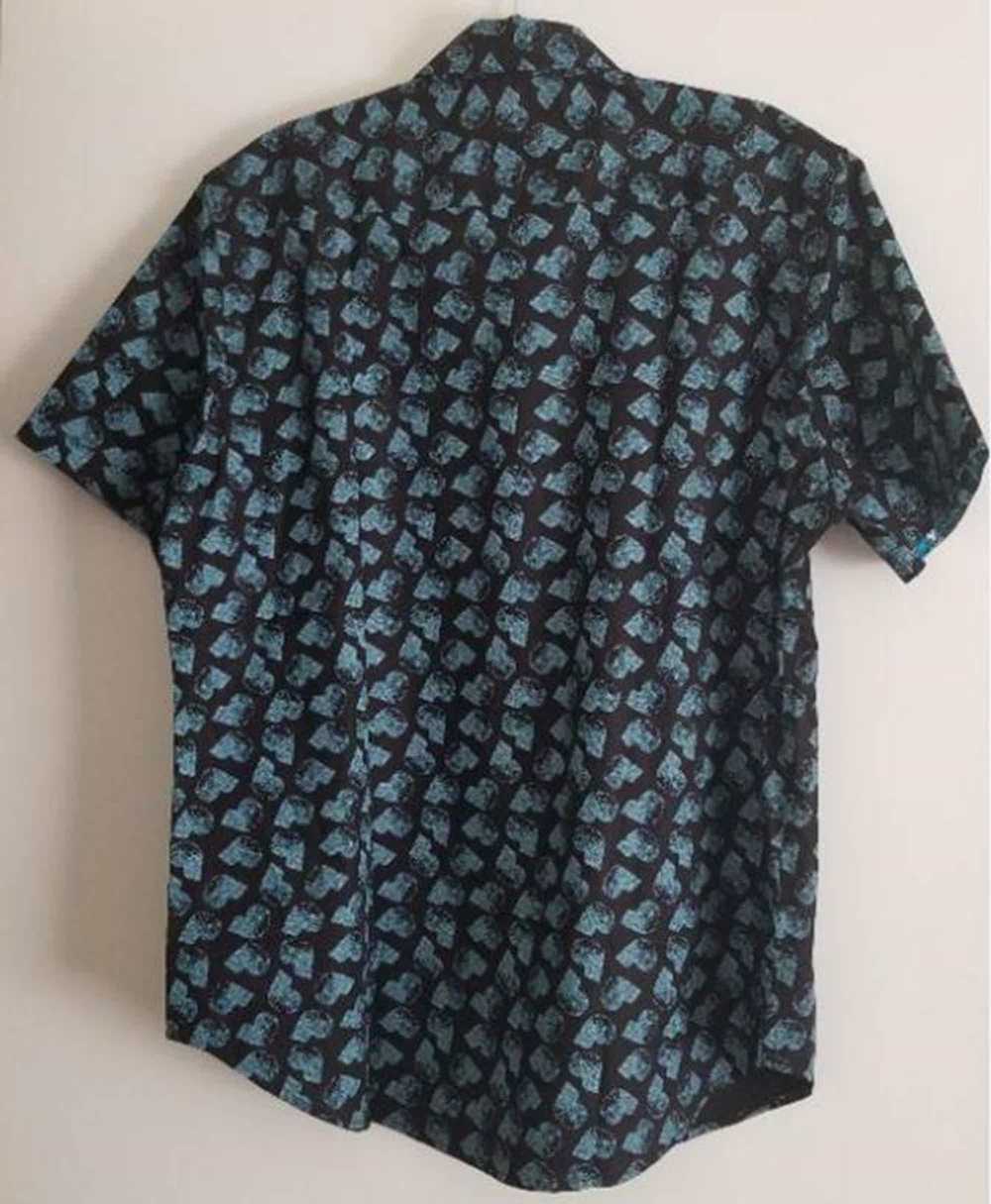 Robert Graham Black Teal Geometric Skull Short sl… - image 4