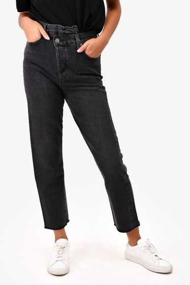 Agolde Black Denim Asymmetrical Waist Straight Leg