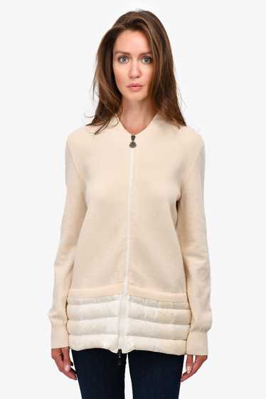 Moncler Cream Wool Knit 'Maglione Tricot' Zip-Up S