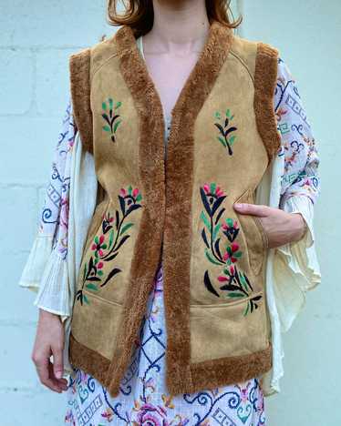 Afghan Shearling Embroidered Vest