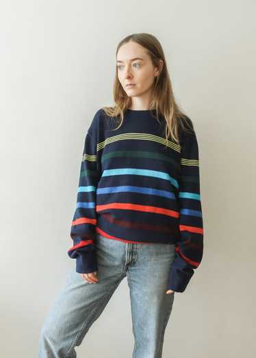 Navy Sweater with Rainbow Stripe