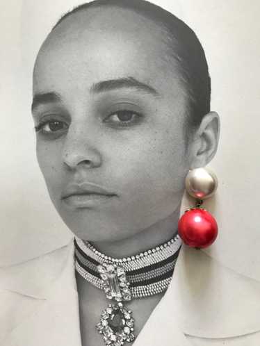 Red and White Pearl Drop Earrings