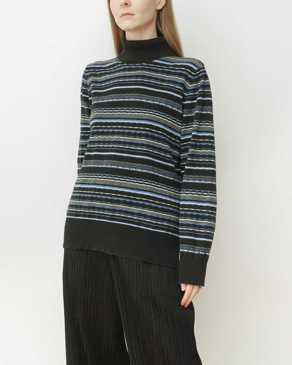 90s Mini Stripe Pattern Turtleneck Sweater - image 1