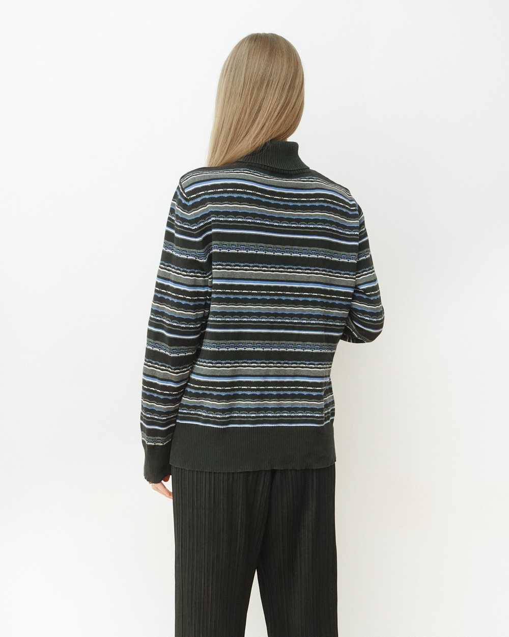 90s Mini Stripe Pattern Turtleneck Sweater - image 2