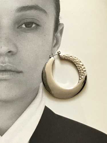 Silver Hoop Earrings With Hammered Detail