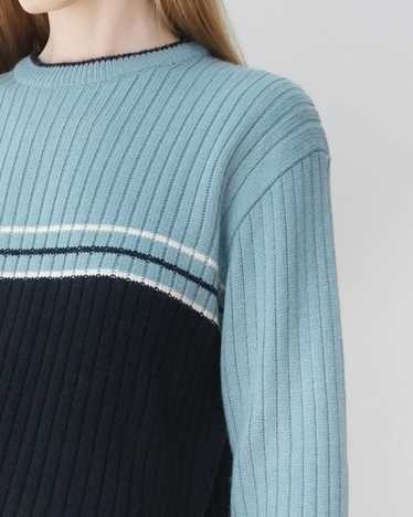 Baby Blue and Navy Ribbed Sweater