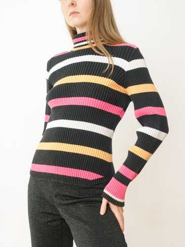 Multicolor Ribbed Turtleneck Sweater