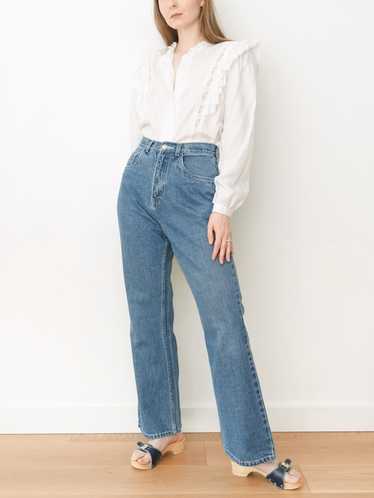 High Waisted Blue Denim Flares