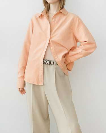 Peach Faux Suede Button Up Blouse