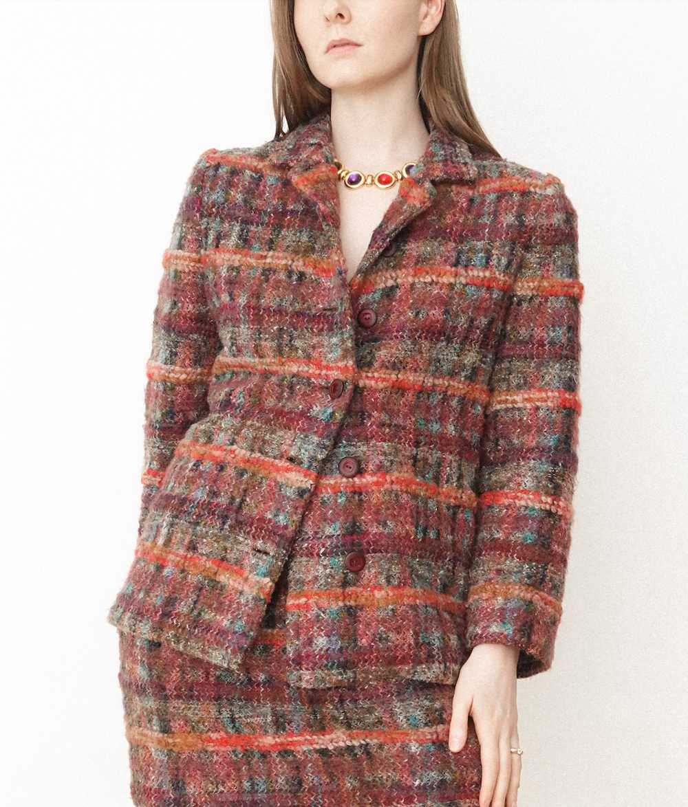 Pink Tweed Mohair Skirt Suit Set - image 1