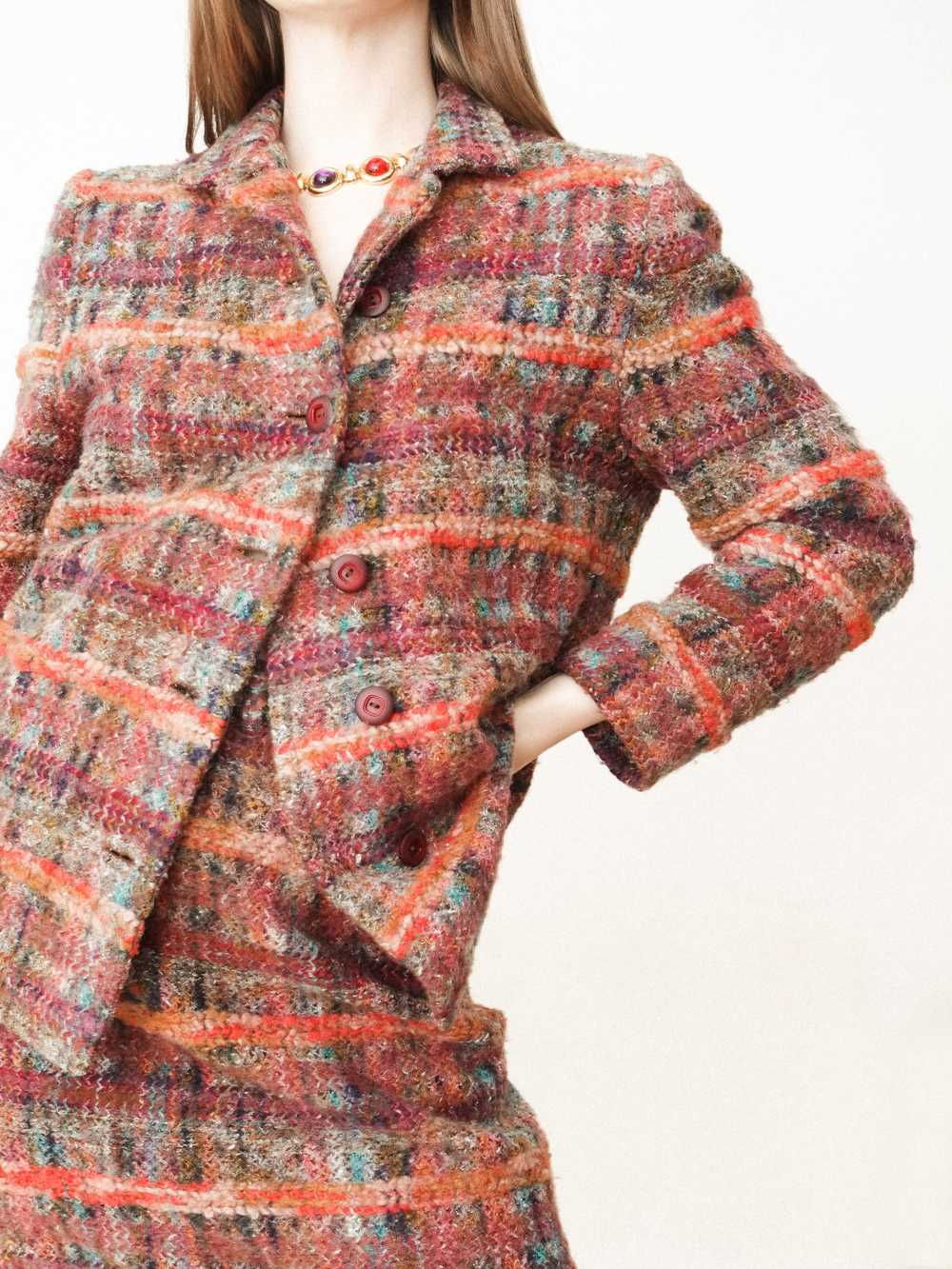 Pink Tweed Mohair Skirt Suit Set - image 2