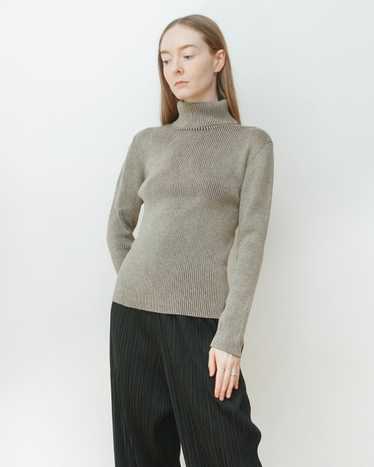 Olive Contrast Ribbed Turtleneck Sweater