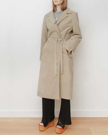 70s Beige Ultrasuede Belted Trench Coat with Blank