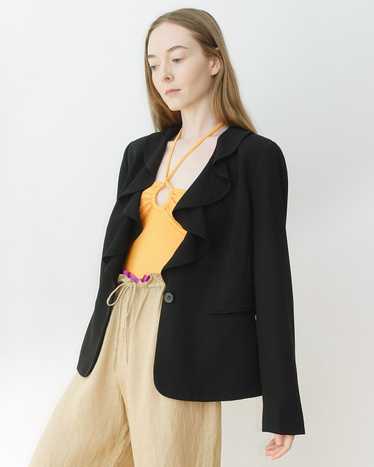 Black Crepe Ruffle Jacket