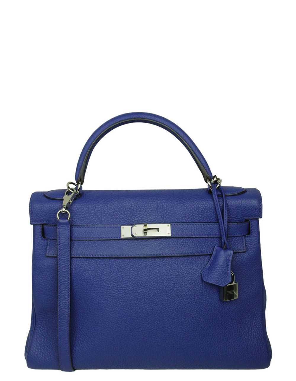 Hermes Blue Electric Togo Leather 32cm Kelly Bag … - image 1