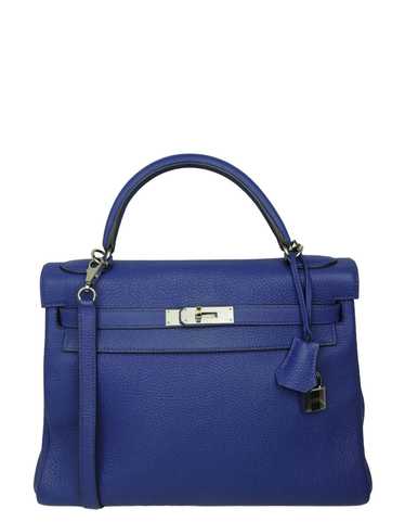 Hermes Blue Electric Togo Leather 32cm Kelly Bag P