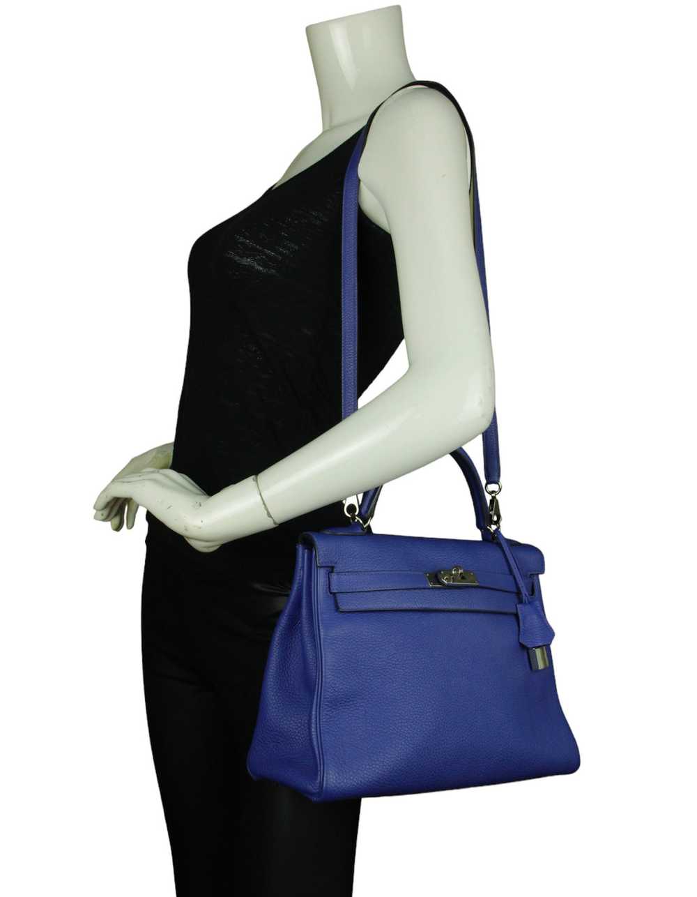 Hermes Blue Electric Togo Leather 32cm Kelly Bag … - image 2