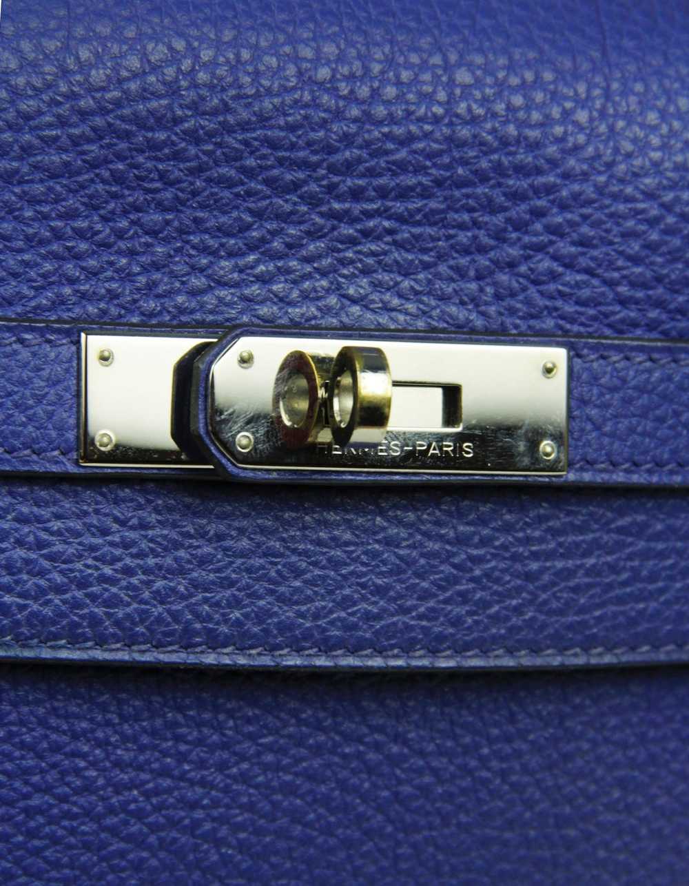 Hermes Blue Electric Togo Leather 32cm Kelly Bag … - image 6