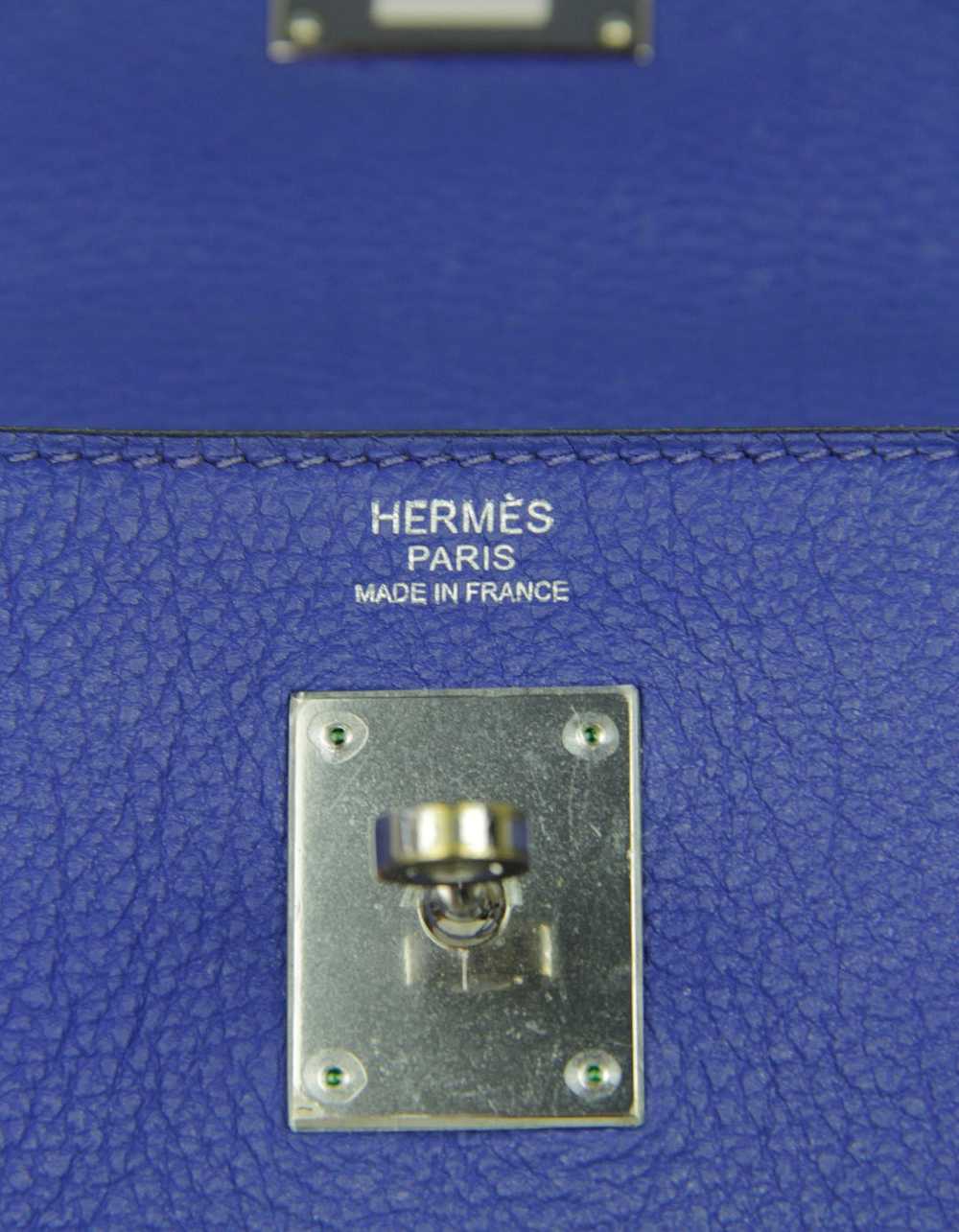 Hermes Blue Electric Togo Leather 32cm Kelly Bag … - image 7