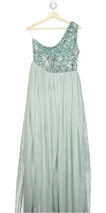 Mint Green Sequin One-Shoulder Gown UK L