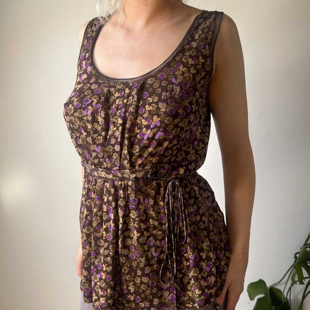 Liu Jo Floral Cami Top - Medium Brown Viscose - image 2