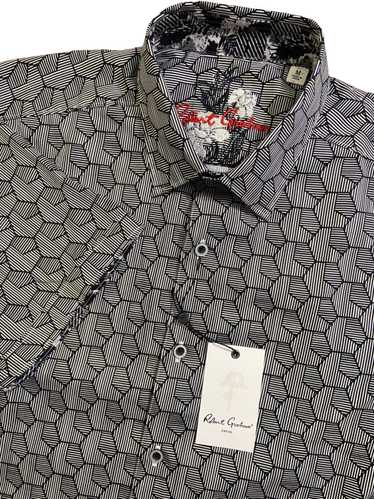 Robert Graham Grey Black Geometric Short Sleeve