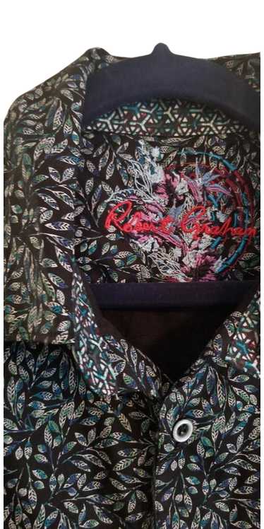 Robert Graham Black Green Blue pattern short sleev