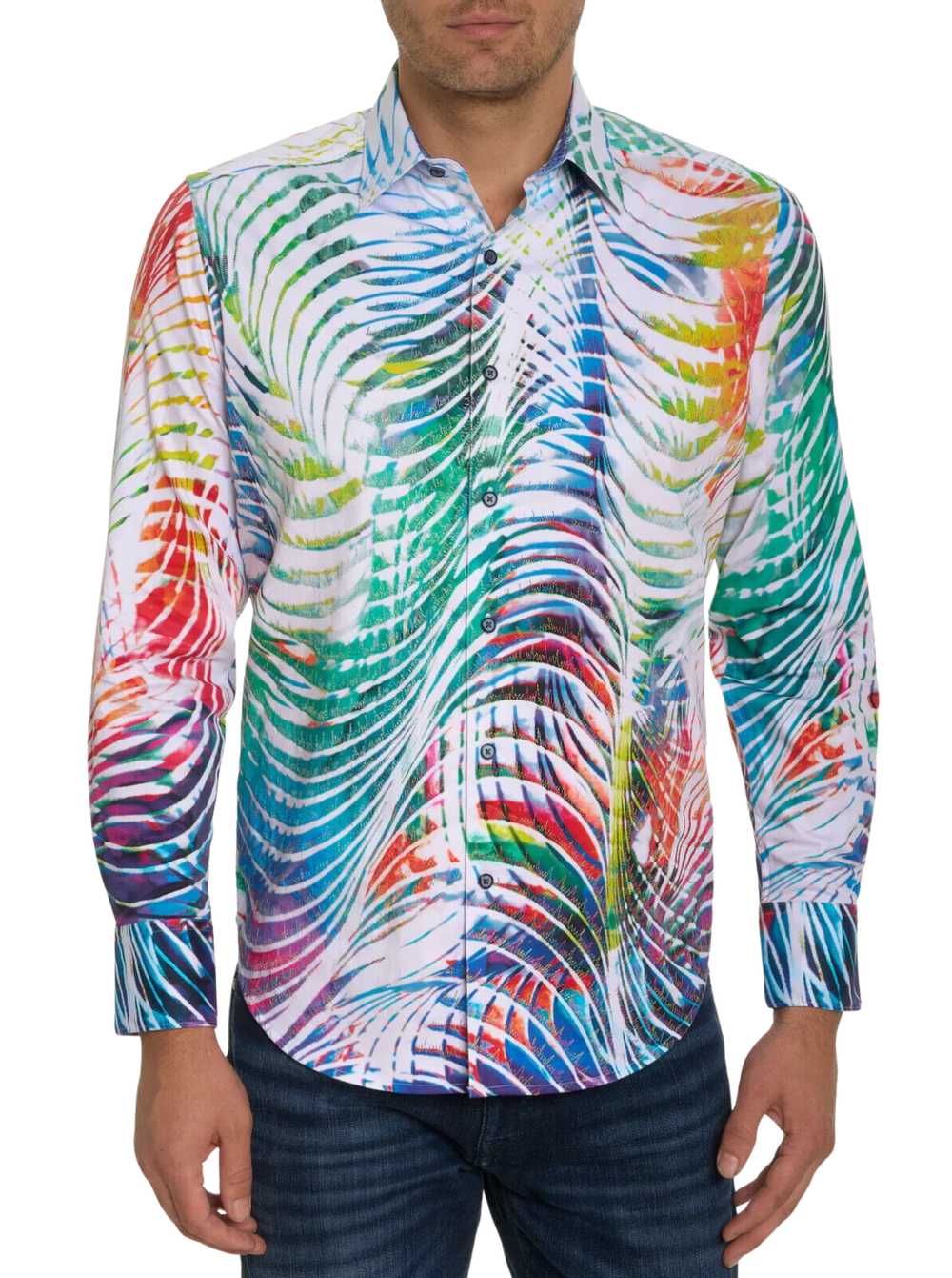 Robert Graham Multicolor Abstract White EMBROIDER… - image 1