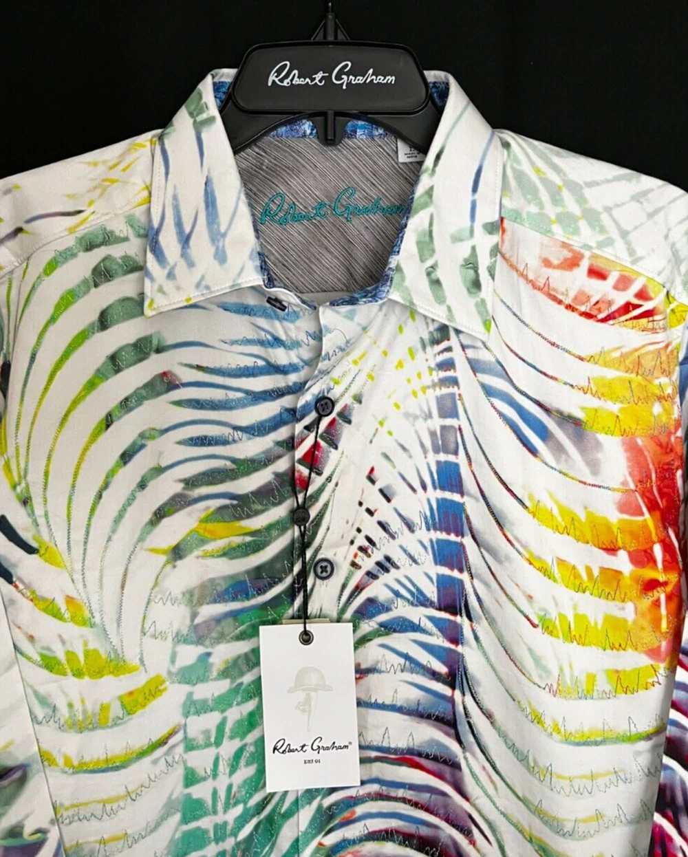 Robert Graham Multicolor Abstract White EMBROIDER… - image 8