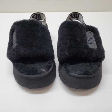 UGG Disco Slide Sandals Sheepskin Black Color Slip