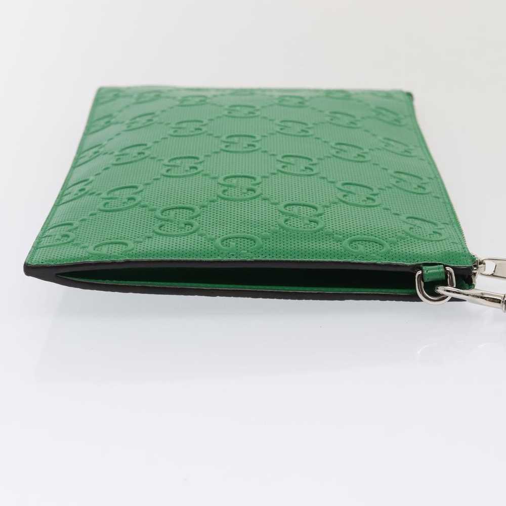 Gucci Gg Embossé Green Leather Clutch Bag (Pre-Ow… - image 10