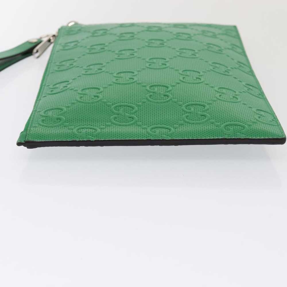 Gucci Gg Embossé Green Leather Clutch Bag (Pre-Ow… - image 11