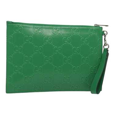 Gucci Gg Embossé Green Leather Clutch Bag (Pre-Ow… - image 1