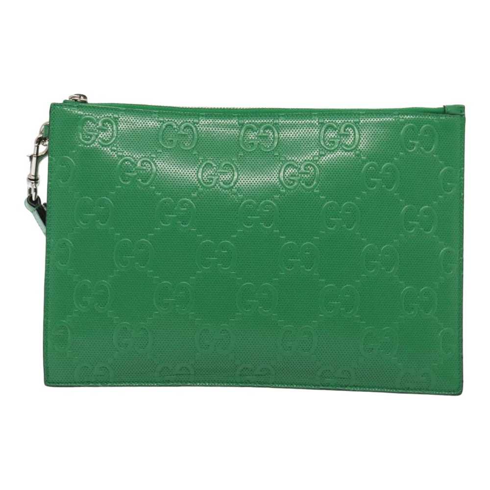 Gucci Gg Embossé Green Leather Clutch Bag (Pre-Ow… - image 2