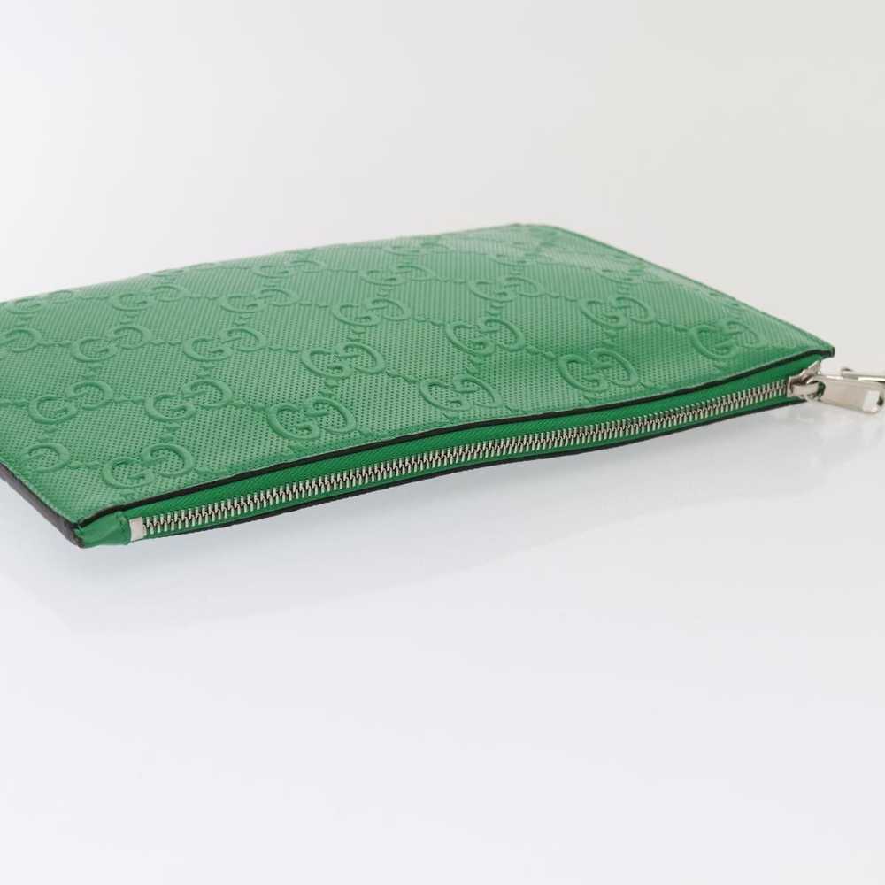 Gucci Gg Embossé Green Leather Clutch Bag (Pre-Ow… - image 4