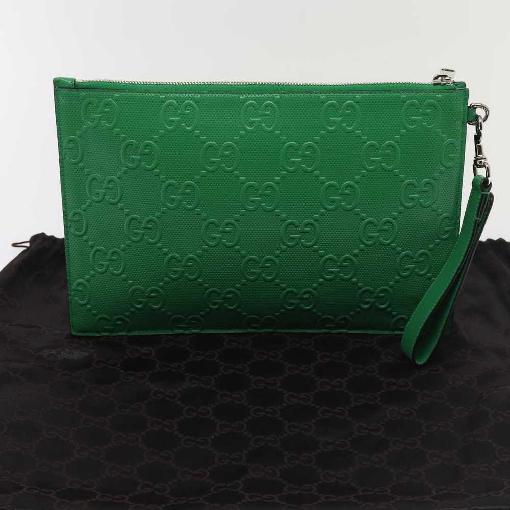 Gucci Gg Embossé Green Leather Clutch Bag (Pre-Ow… - image 7