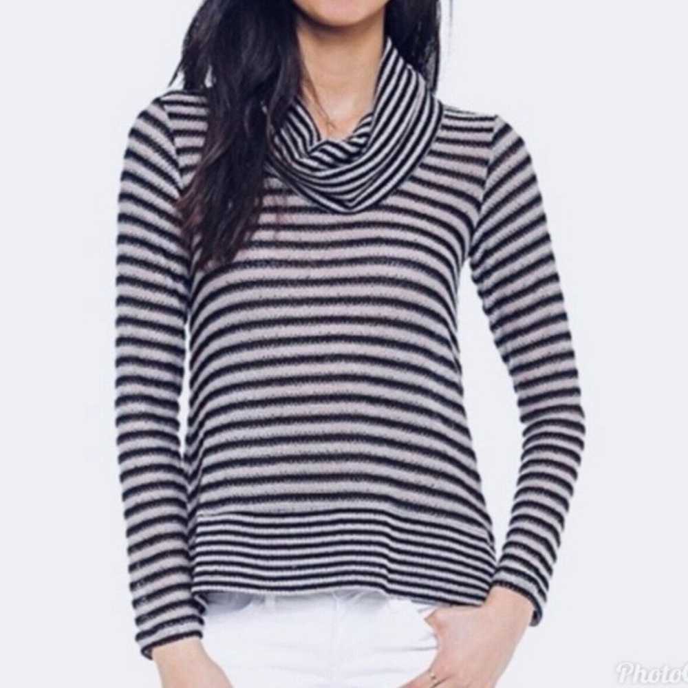 Splendid SPLENDID Striped Cowl Neck Sweater Navy/… - image 1